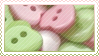 pink and green buttons